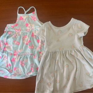 Cat & Jack Dress Bundle - Floral and Rainbow, Size 2T
